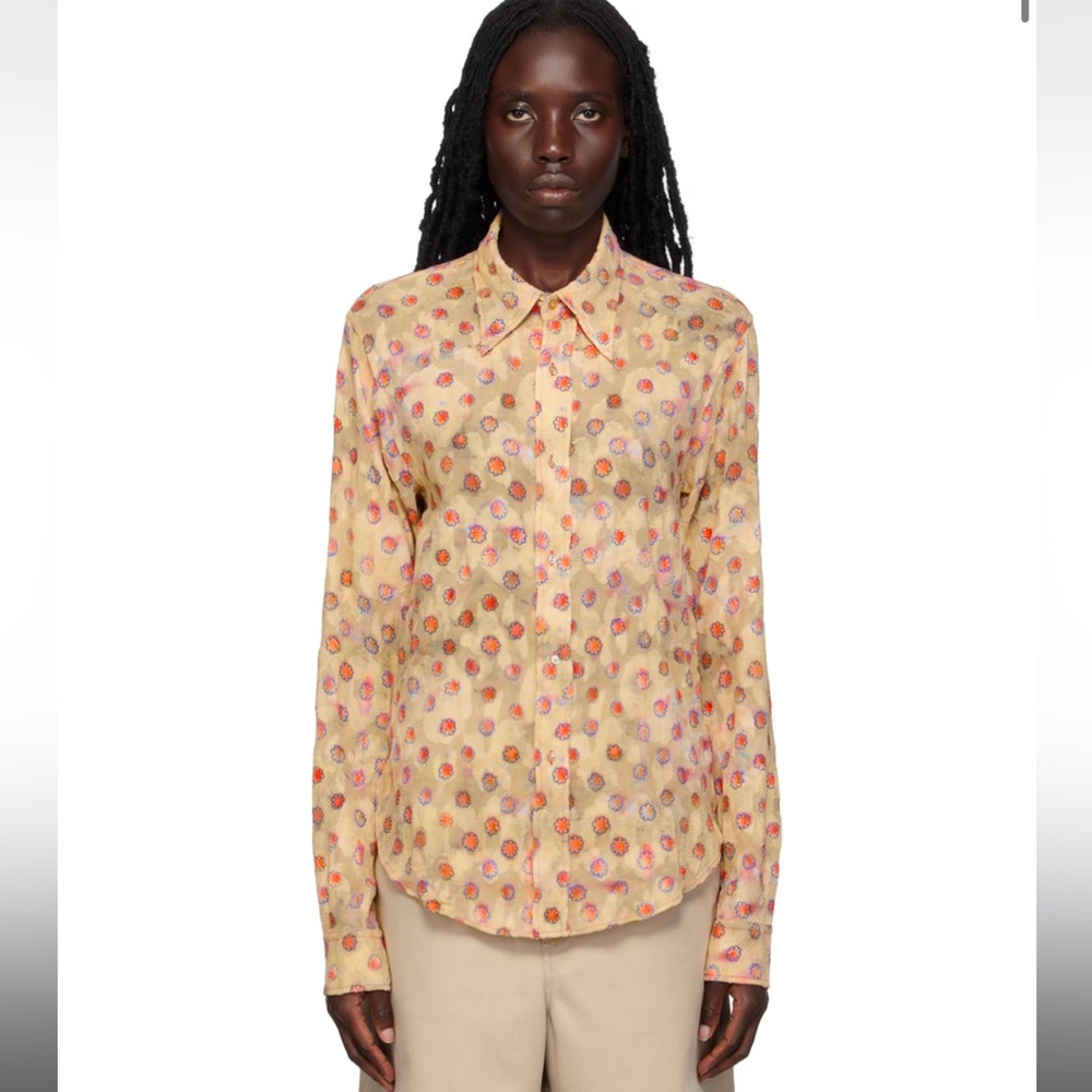 Acne Studios Beige Floral Shirt